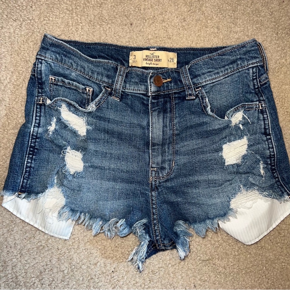 Hollister Destroyed High Rise Vintage Short Shorts